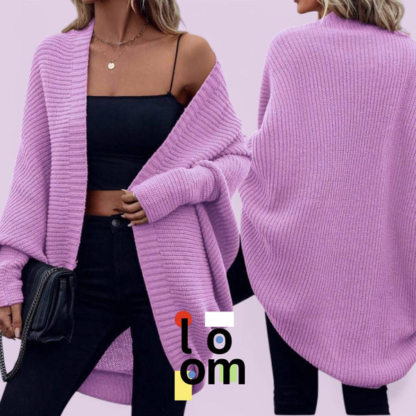 LOOM Daily Knitted Colored Batwing Long Sleeve Cardigan