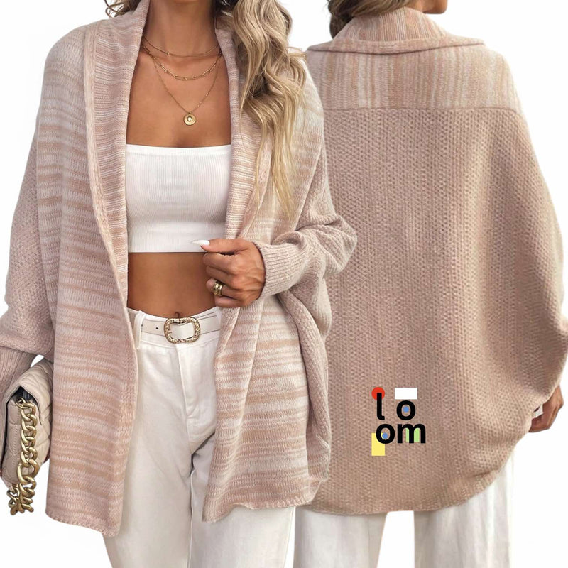 LOOM Pink Gradient Knitted Loose Cardigan Long Sleeve Open Sweater