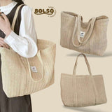 BOLSO Summer Open Straw Large Tote Bag