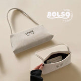 BOLSO Marble with Ribbon Casual Daily Baguette Bag