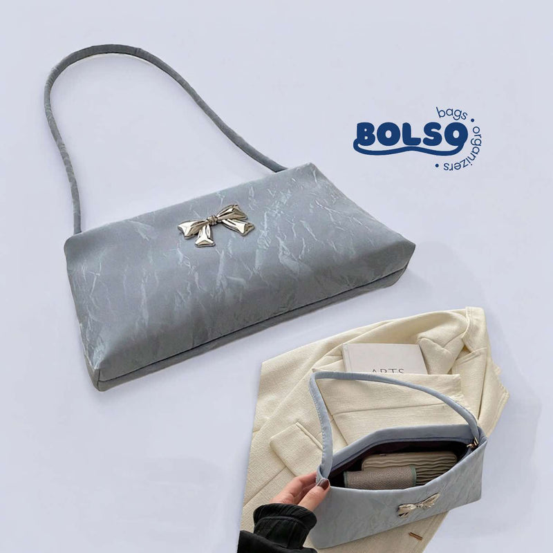 BOLSO Marble with Ribbon Casual Daily Baguette Bag