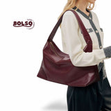 BOLSO Timeless Burgundy Soft Leather Commuters Hobo Bag