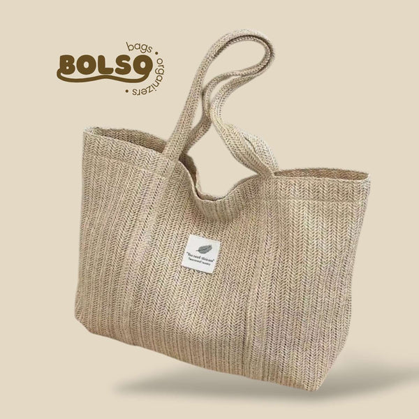 BOLSO Summer Open Straw Large Tote Bag