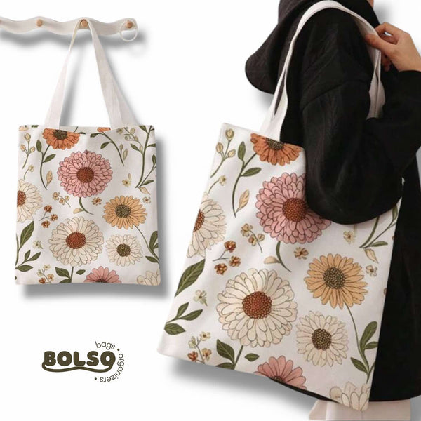 BOLSO Printed Vintage Canvas Tote Bag