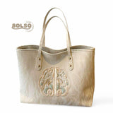 BOLSO Square Embroidered Large Tote Bag