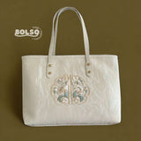 BOLSO Square Embroidered Large Tote Bag