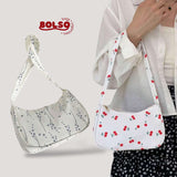 BOLSO Vintage Printed Nylon Baguette Bag