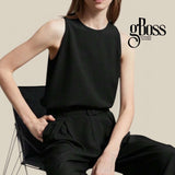 GBOSS Structured Androgynous Sleeveless Woven Work Wear Top