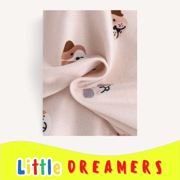 LITTLE DREAMERS Cute Dogs Print Stretch Knit Top Tight Pants Pajama Set