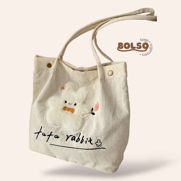 BOLSO Corduroy Cute 3D Tote Bag