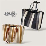 BOLSO Gradient Stripes Large Canvas Tote Bag