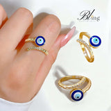 BLING Rhinestone Evil Eye Open Ring