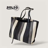 BOLSO Gradient Stripes Large Canvas Tote Bag