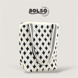 BOLSO Ethnic Pattern Crochet Bucket Shoulder Bag