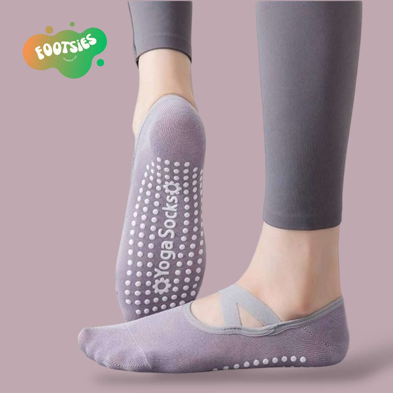 FOOTSIES 1pair Non Slip Silicone Grip Pilates Yoga Socks