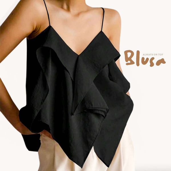 BLUSA Summer Elegant Ruffle Cami Blouse Top