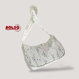 BOLSO Vintage Printed Nylon Baguette Bag