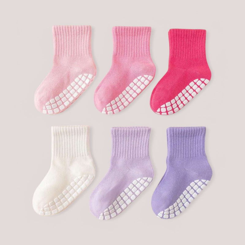 LITTLE DREAMERS 6pairs Non Slip Colorful Baby Kids Socks