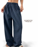 HAMPTONS Weekend Woven Checkered Elastic Waist Lounge Casual Pants