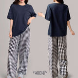 HAMPTONS Weekend Woven Checkered Elastic Waist Lounge Casual Pants