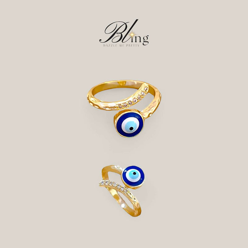 BLING Rhinestone Evil Eye Open Ring