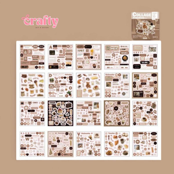 CRAFTY Vintage Themed Sticker Book for Journaling Scrapbook