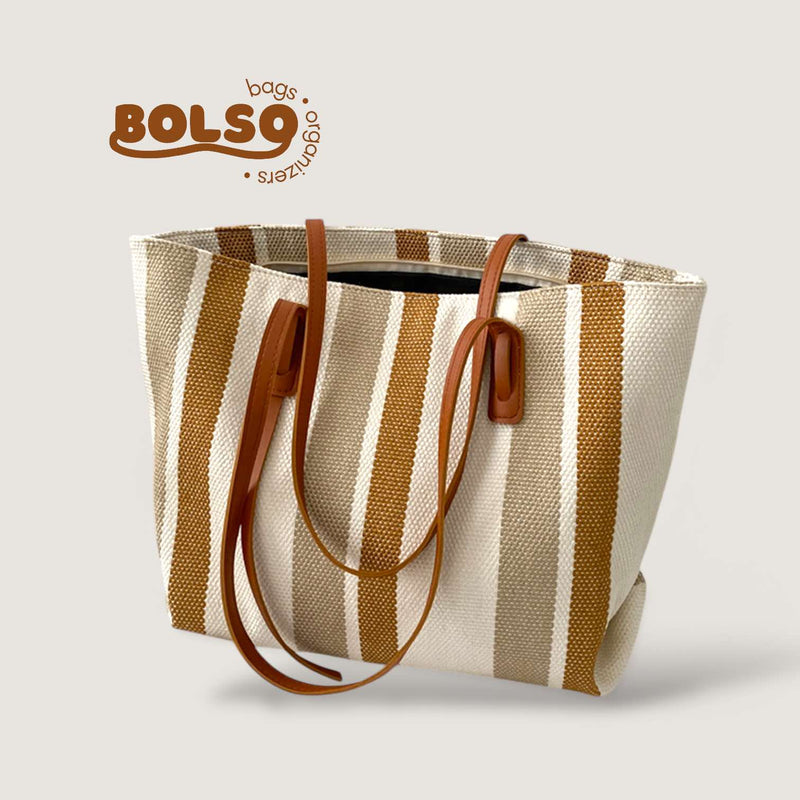 BOLSO Gradient Stripes Large Canvas Tote Bag