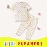 LITTLE DREAMERS Cute Print Lettuce Top Pants Pajama Set for Girls