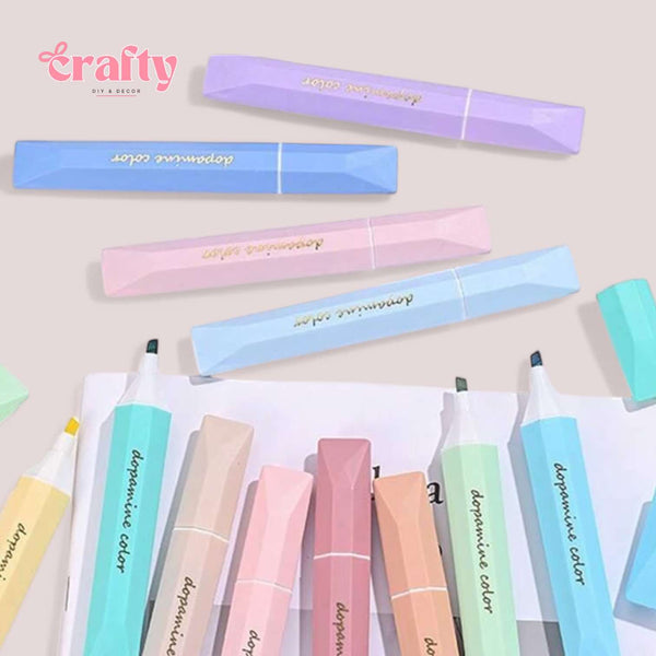 CRAFTY 12pcs Set Dopamine Colors Highlighter Diamond Pen