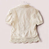 BLUSA Summer Lace Buttondown Collared Barong Inspired Blouse Top