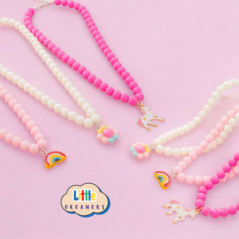 LITTLE DREAMERS 3pc Colorful Bead Necklace with Cute Pendants for Girls