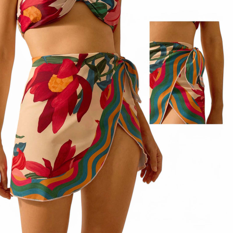 GYPSY Swim Full Print Beach Cover Up  Wrap Skirt