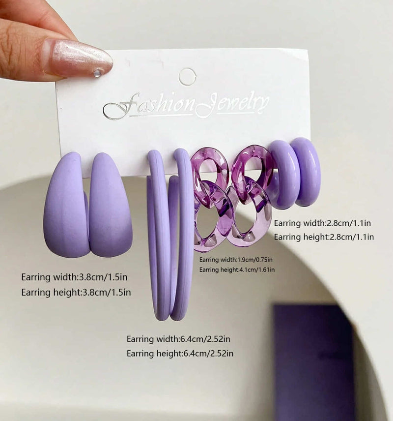 BLING 4pairs Match Colored Classic Mixed Earrings Set