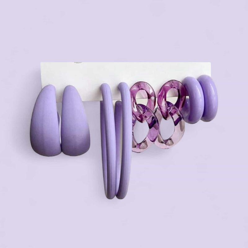 BLING 4pairs Match Colored Classic Mixed Earrings Set