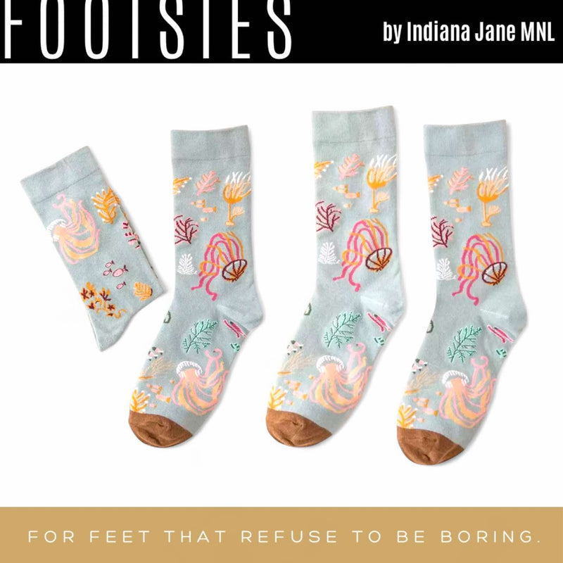 FOOTSIES Flower Sea Pattern Crew Socks Pair