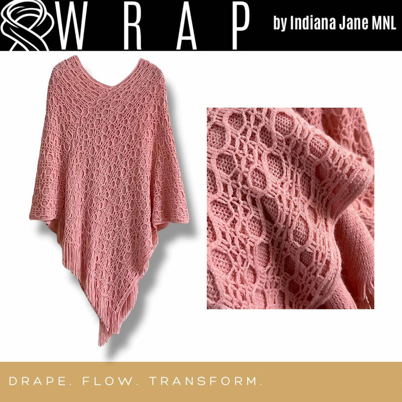 WRAP Warm Vintage Crochet Poncho Cape