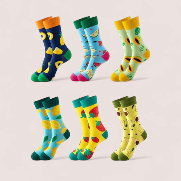 FOOTSIES Fruity Funky Retro Vintage Plaid Pattern Crew Socks Pair