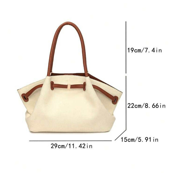 BOLSO Canvas Leather Contrast Large Dumpling Vintage Tote Bag
