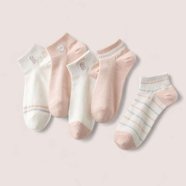 FOOTSIES 5pairs Pastel Pink Detail Ankle Socks