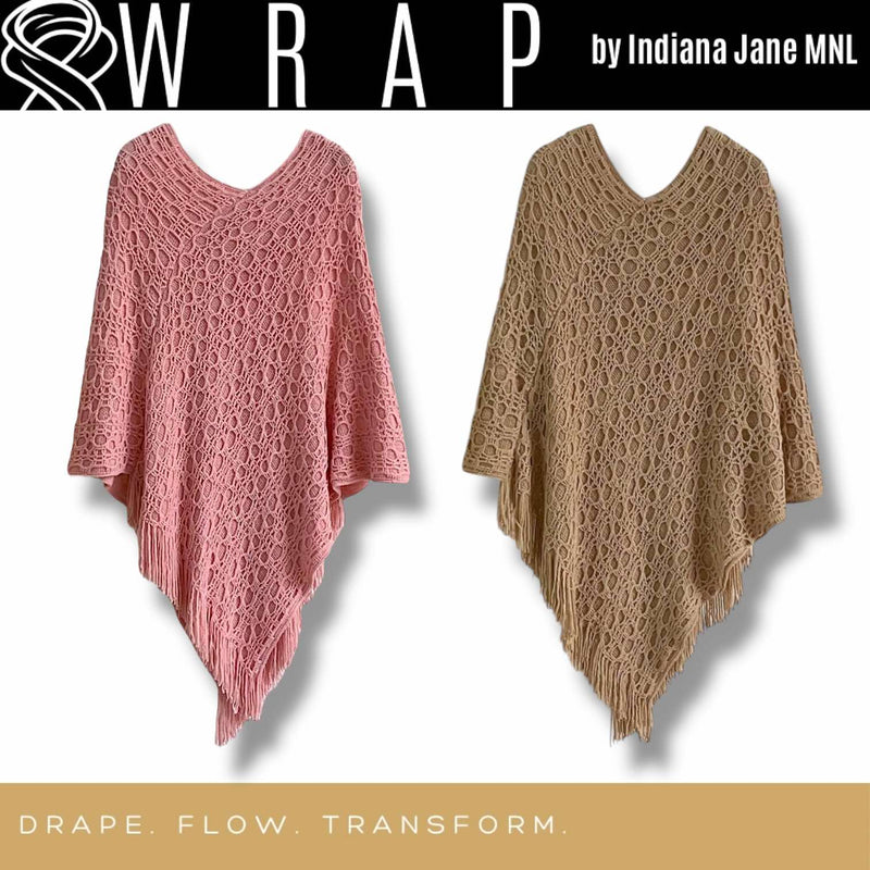 WRAP Warm Vintage Crochet Poncho Cape