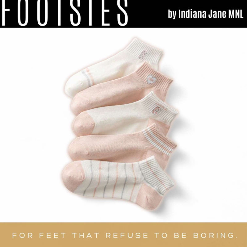 FOOTSIES 5pairs Pastel Pink Detail Ankle Socks