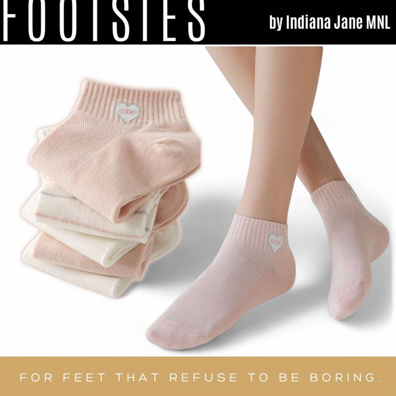 FOOTSIES 5pairs Pastel Pink Detail Ankle Socks