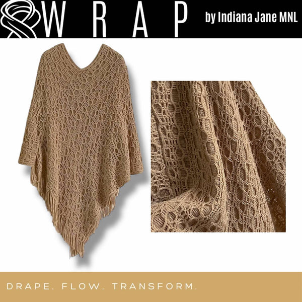 WRAP Warm Vintage Crochet Poncho Cape