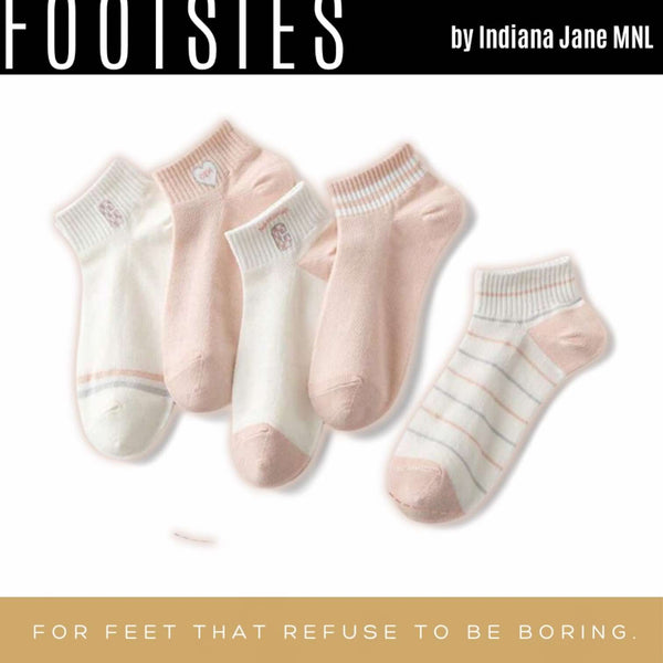 FOOTSIES 5pairs Pastel Pink Detail Ankle Socks