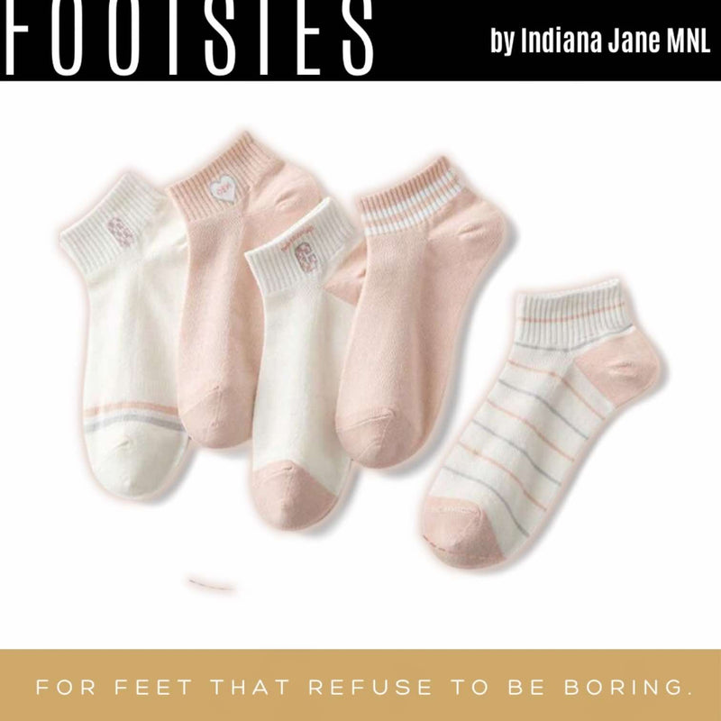 FOOTSIES 5pairs Pastel Pink Detail Ankle Socks