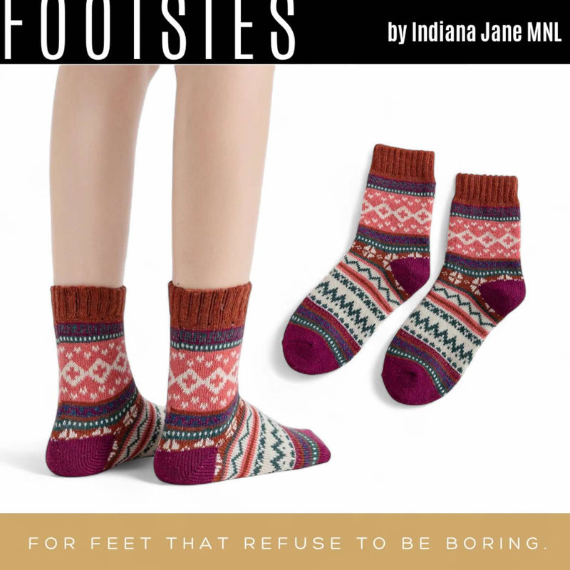 FOOTSIES Warm Chevron Pattern Pair of Crew Socks