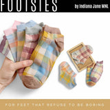FOOTSIES 5pairs Vintage Plaid Pattern Ankle Socks