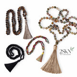 2SKN 108-Bead Mala Necklace for Meditation, Yoga, Mindfulness – Natural Crystal Healing Stones (Blessed Option)