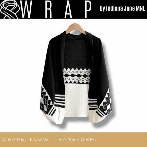 WRAP Warm Knitted Diamond Pattern Shawl Cardigan