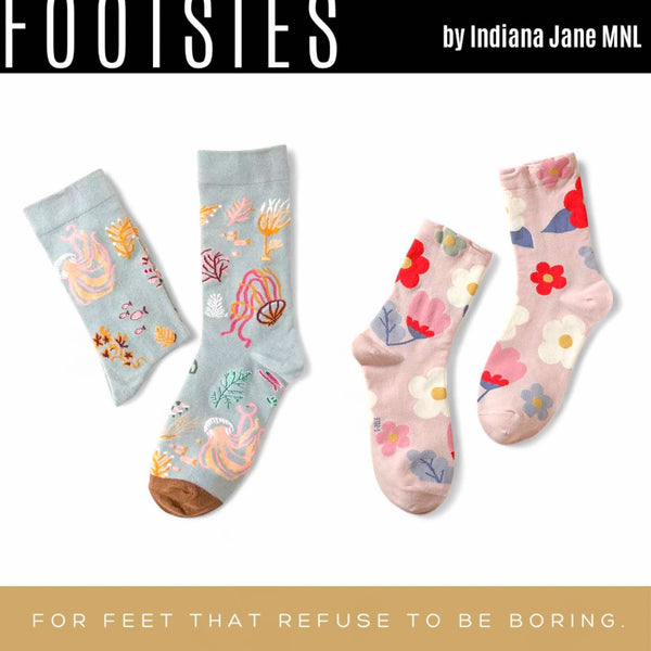 FOOTSIES Flower Sea Pattern Crew Socks Pair